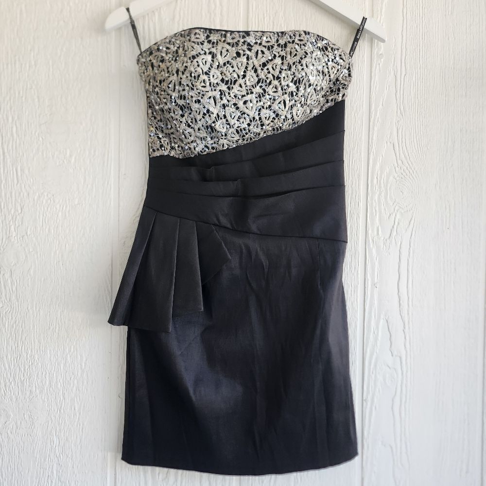 Jessica McClintock Black And Silver Cocktail Dress